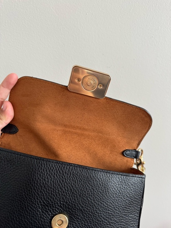 Coach Black Pebbled Leather Shoulder Bag with Gold Hardware - Picture 3 of 3